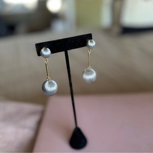 Silver balls hanging post earrings